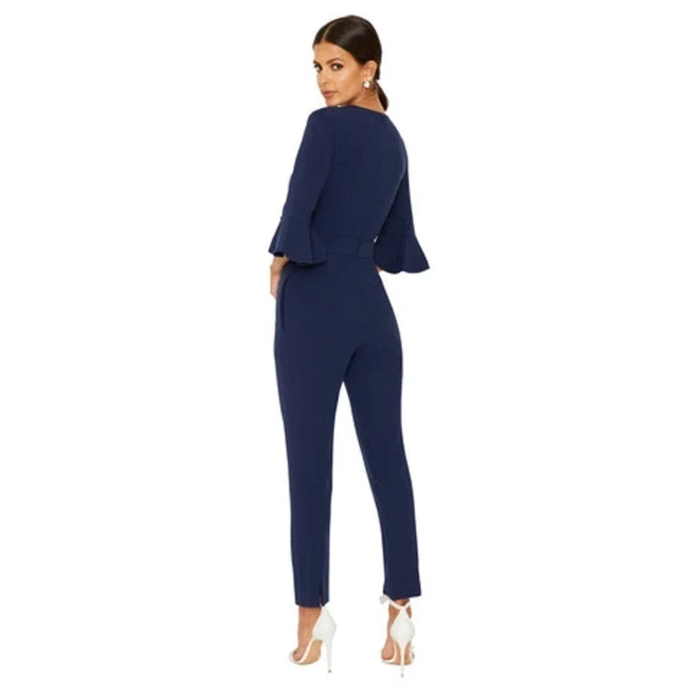 Black Halo Brooklyn 3/4-Bell-Sleeve Jumpsuit Super Loft Woven Size 0